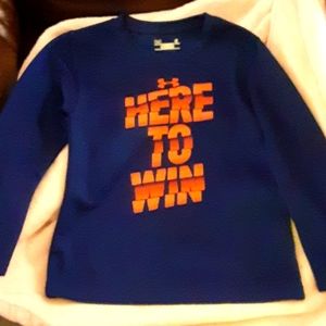 Under Armour HERE TO WIN navy orange Long sleeve tee shirt 4T EUC